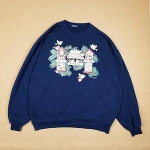 VTG 90's 00's Birds House Graphic Prints Crewneck